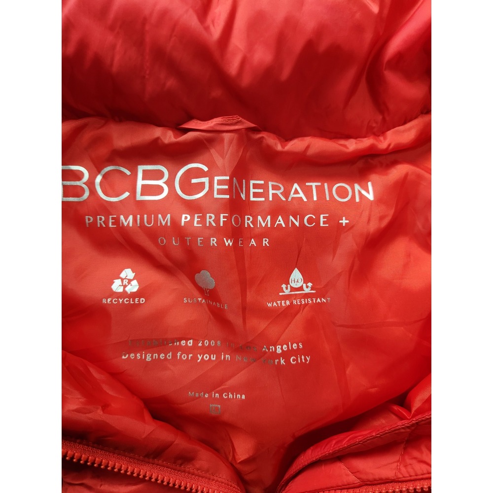 BCBGeneration Red Puffer Jacket Hooded Water Resi… - image 3
